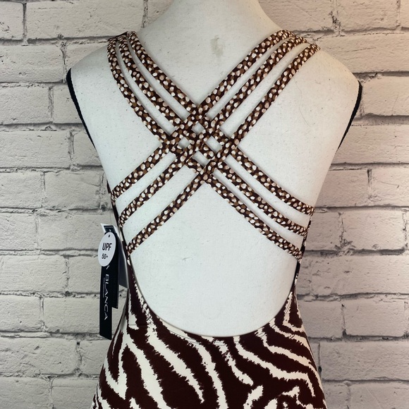 La Blanca Animal Print One Piece Swim Suit White & Brown Size 4 NWT Zebra Print - Picture 6 of 12